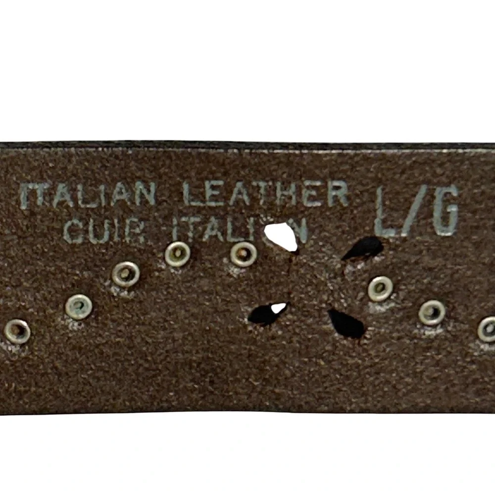 Hipwear Floral Perforated Italian Leather Studded Belt Brown L (31-35) Western